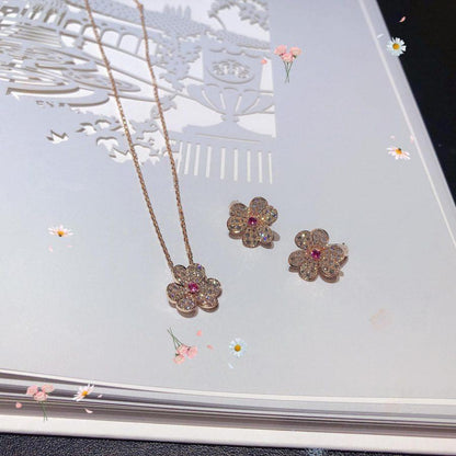 [basloveJW]FRIVOLE ROSE GOLD FLOWER DIAMOND NECKLACE