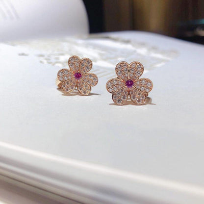 [basloveJW]FRIVOLE PINK GOLD FLOWER DIAMOND EARRINGS