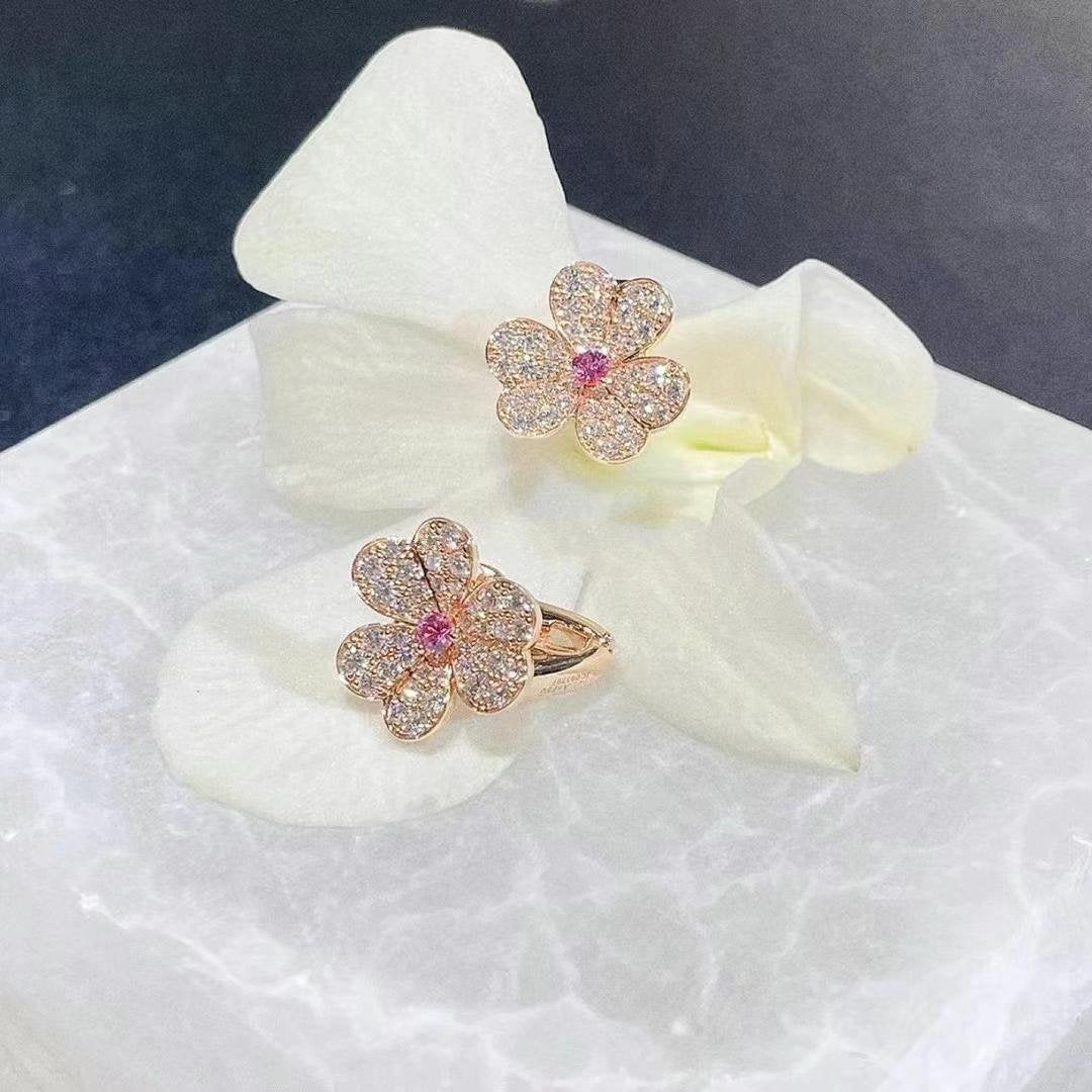 [basloveJW]FRIVOLE PINK GOLD FLOWER DIAMOND EARRINGS