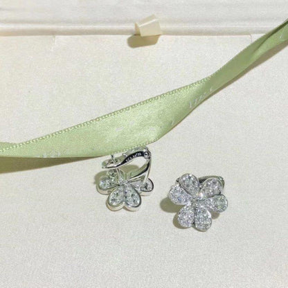 [basloveJW]FRIVOLE SILVER FLOWER DIAMOND EARRINGS