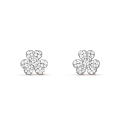 [basloveJW]FRIVOLE SILVER FLOWER DIAMOND EARRINGS