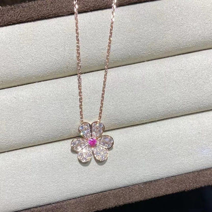 [basloveJW]FRIVOLE ROSE GOLD FLOWER DIAMOND NECKLACE