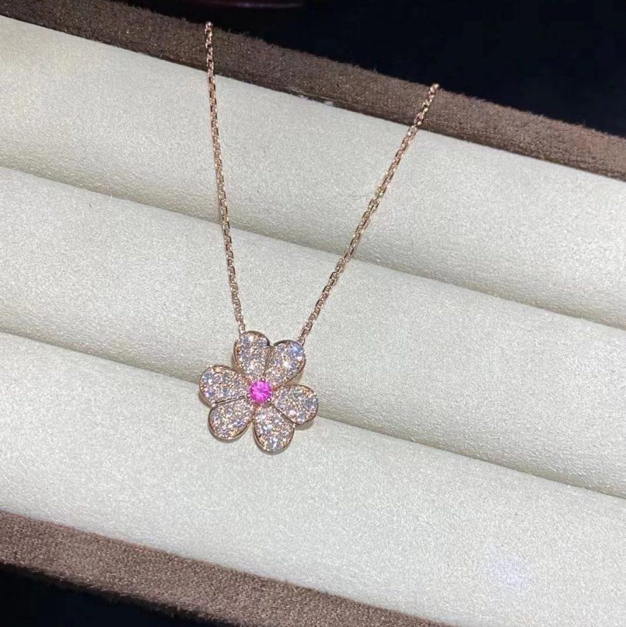 [basloveJW]FRIVOLE ROSE GOLD FLOWER DIAMOND NECKLACE