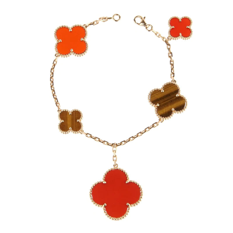 [basloveJW]CLOVER BRACELET 5 MOTIFS CARNELIAN TIGER EYE