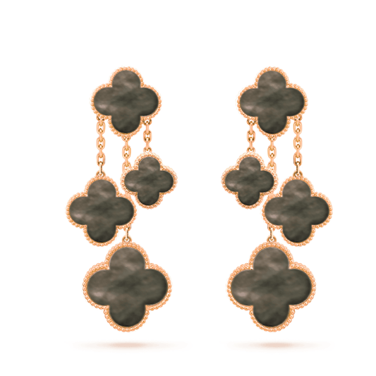 [basloveJW]CLOVER EARRINGS DARK MOP 4 MOTIFS ROSE GOLD