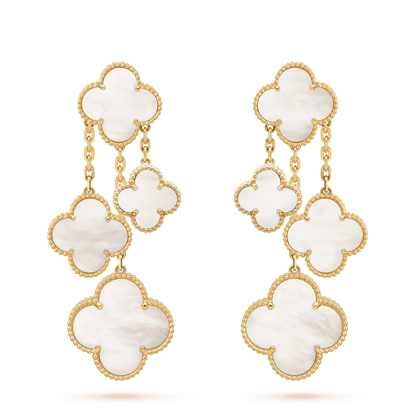 [basloveJW]CLOVER EARRINGS WHITE MOP 4 MOTIFS GOLD