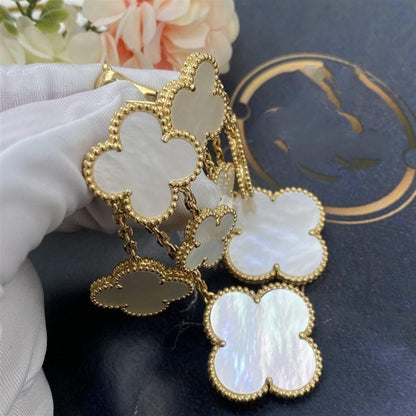 [basloveJW]CLOVER EARRINGS WHITE MOP 4 MOTIFS GOLD