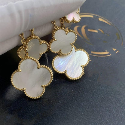 [basloveJW]CLOVER EARRINGS WHITE MOP 4 MOTIFS GOLD