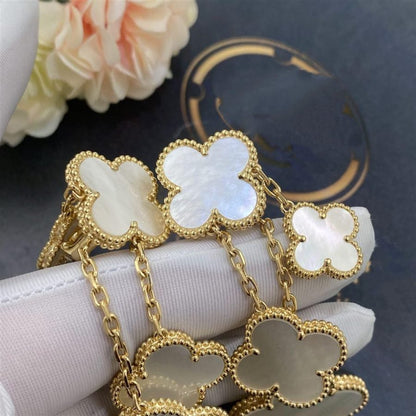 [basloveJW]CLOVER EARRINGS WHITE MOP 4 MOTIFS GOLD