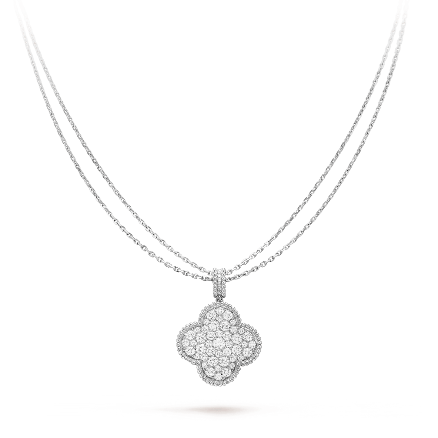 [basloveJW]CLOVER 25MM SILVER FULL DIAMOND BIG CLOVER NECKLACE