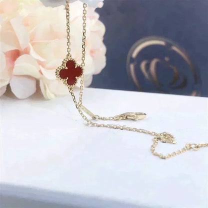 [basloveJW]CLOVER  CARNELIAN SINGLE FLOWER BRACELET