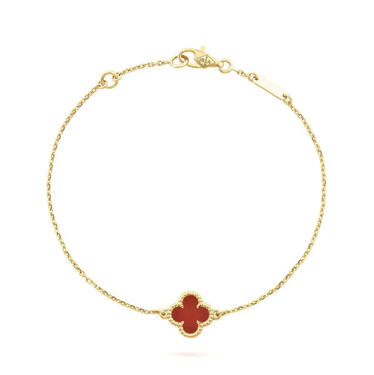 [basloveJW]CLOVER  CARNELIAN SINGLE FLOWER BRACELET