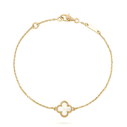 [basloveJW]CLOVER WHITE MOP SINGLE FLOWER BRACELET