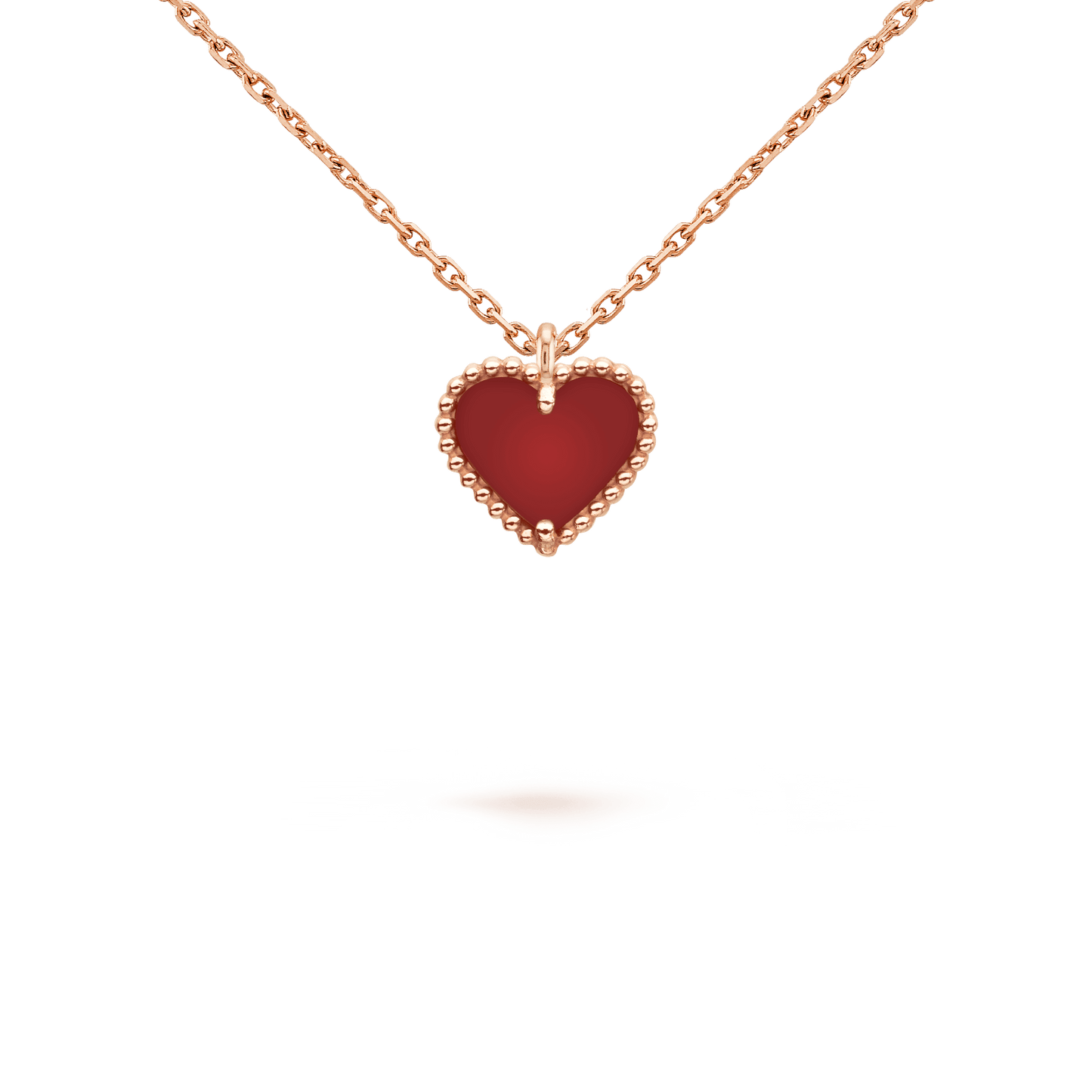 [basloveJW]SWEET CLOVER CARNELIAN HEART NECKLACE