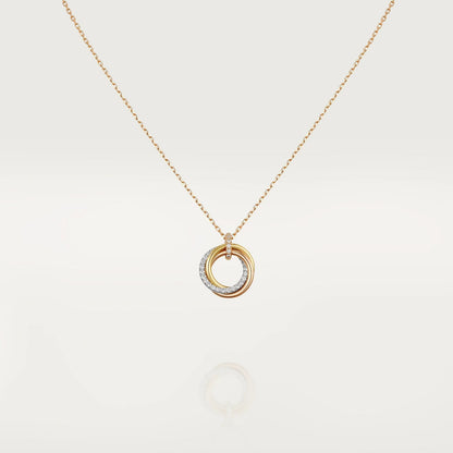 [basloveJW]TRINITY NECKLACE SILVER GOLD PINK GOLD DIAMONDS