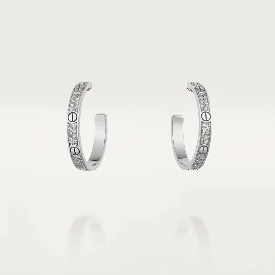 [basloveJW]LOVE DIAMOND SILVER HOOP EARRINGS