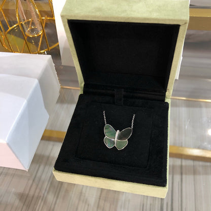 [basloveJW]LARGE BUTTERFLY SILVER PENDANT DIAMOND NECKLACE