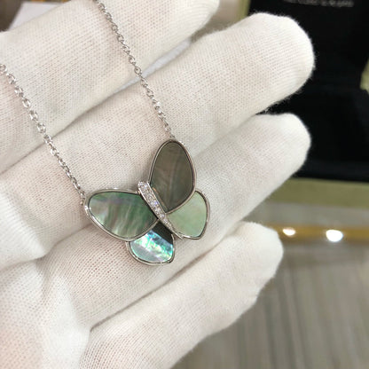 [basloveJW]LARGE BUTTERFLY SILVER PENDANT DIAMOND NECKLACE