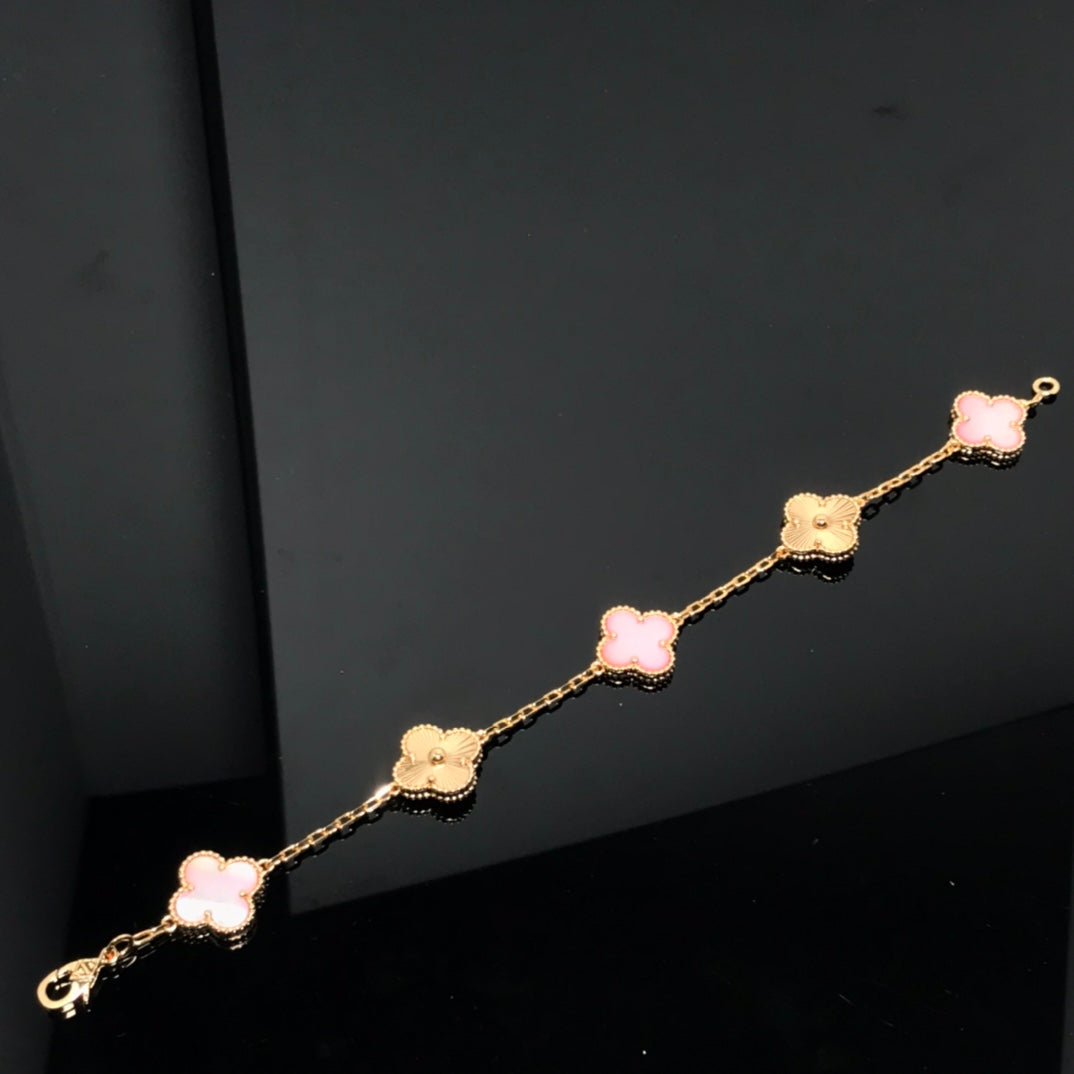 [basloveJW]CLOVER BRACELET 5 MOTIF PINK AND PINK GOLD