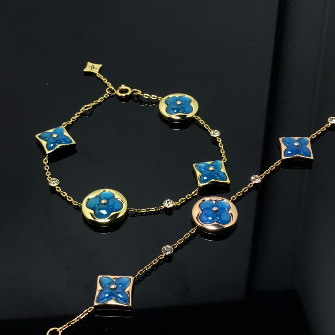 [Basjewels]STAR AND SUN 4 MOTIF BLUE BRACELET