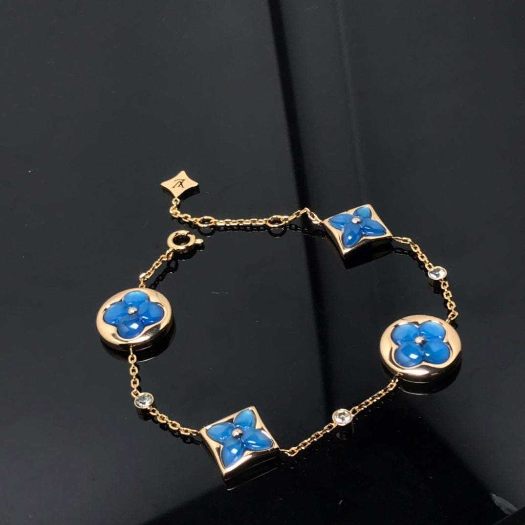 [Basjewels]STAR AND SUN 4 MOTIF BLUE BRACELET