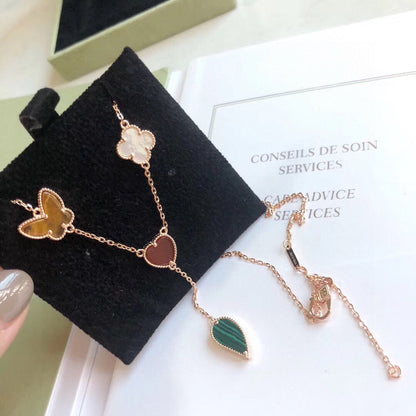 [basloveJW]LUCKY SPRING 4 MOTIFS ROSE GOLD NECKLACE