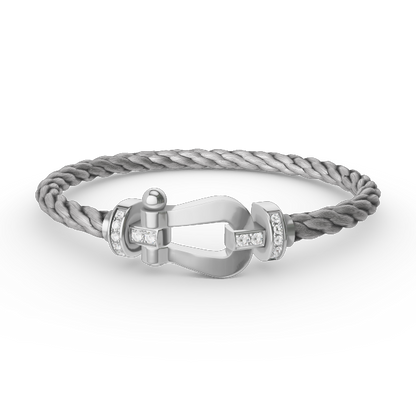 [Basjewels]FORCE LARGE HORSESHOE HALF DIAMOND BRACELET SILVER