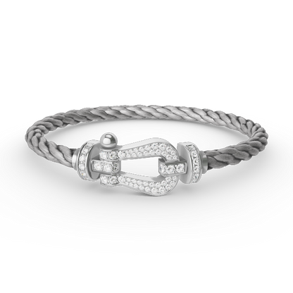 [Basjewels]FORCE LARGE HORSESHOE FULL DIAMOND BRACELET SILVER