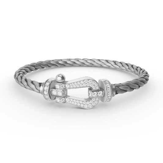 [Basjewels]FORCE LARGE HORSESHOE FULL DIAMOND BRACELET SILVER